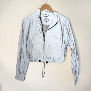 JouJou Cropped Windbreaker Metallic Silver 90's Y2K Style Women Size XL